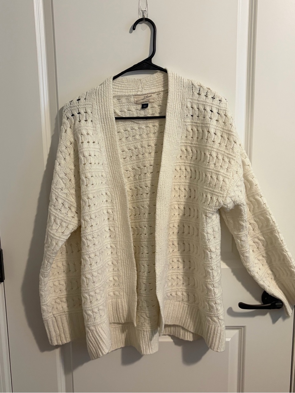 Universal Thread Cream Open-Front Cable Knit Cardigan